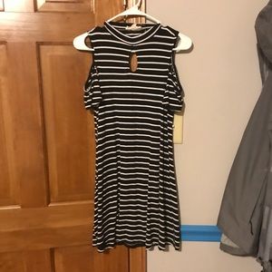 Black and white striped dress